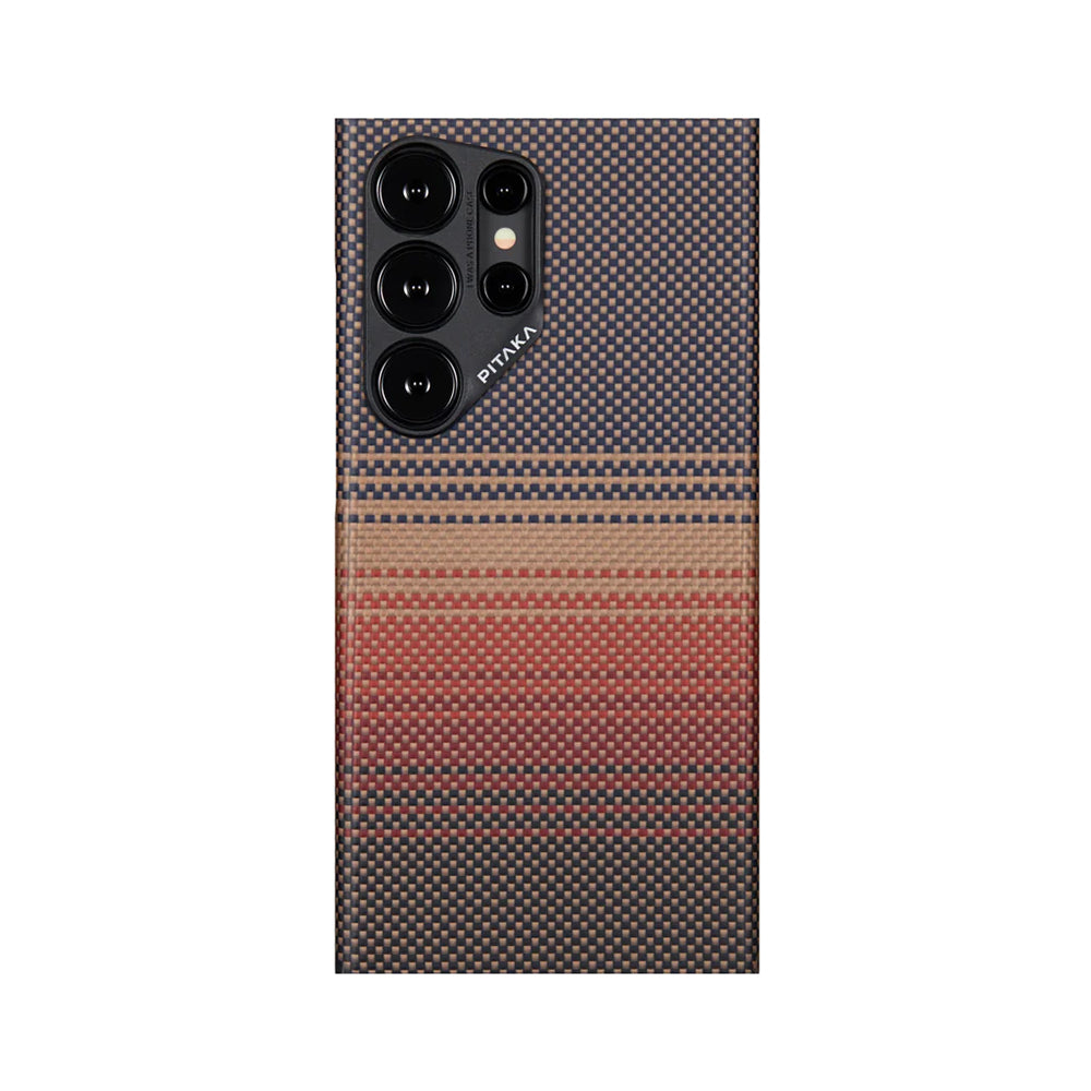 Pitaka Tactile Woven Sunset-Moonrise Serisi Galaxy S24 Ultra M-safe Şarj Özellikli Aramid Fiber Sunset Kılıf Pitaka Tactile Woven Sunset-Moonrise Serisi Galaxy S24 Ultra M-safe Şarj Özellikli Aramid Fiber Sunset Kılıf